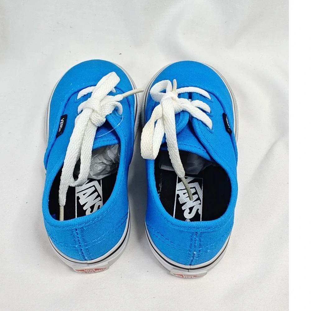 Vans Authentic Malibu Blue Black Canvas Low Top Sneakers 7.5 Toddler New